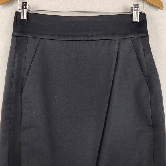 J.Crew Tuxedo Stripe Wool Wrap Pencil Skirt Women’s SZ 2 Black Fully Lined EUC - Picture 4 of 16